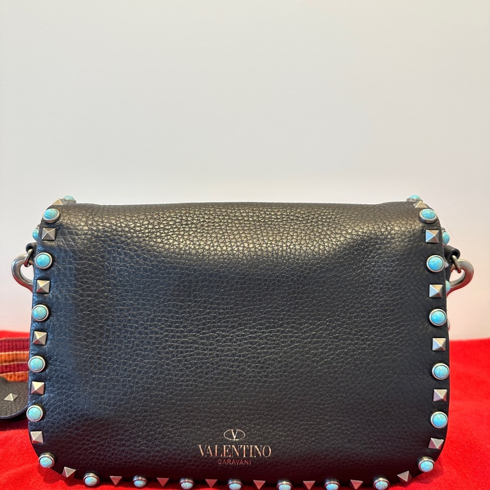 Valentino Black and Blue Crossbody Bag with Studded Details - Picture 3 of 4